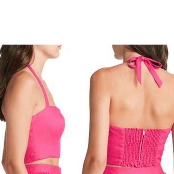 Reformation Orzo Pink Linen Crop Top in Pink Size 10 - Picture 1 of 7